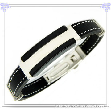 Jewelry Fashion Leather Bracelet with Stainless Steel (HR0918)